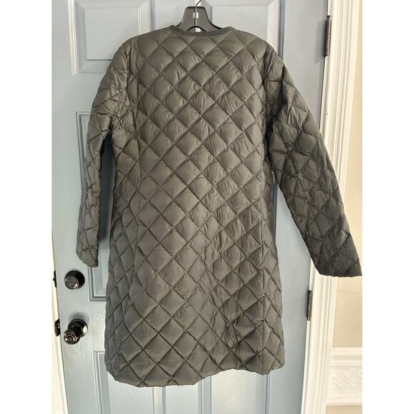 UNIQLO Ultra Light Down Long Jacket XL Packablet Coat Dark Green/Black - Picture 9 of 13